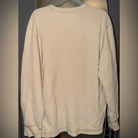 Eddie Bauer Off-White Waffle Knit Crew Neck Shirt - Picture 7 of 7